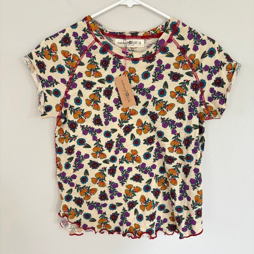 NWT NATURAL LIFE Floral Print Cotton Tee (S)
